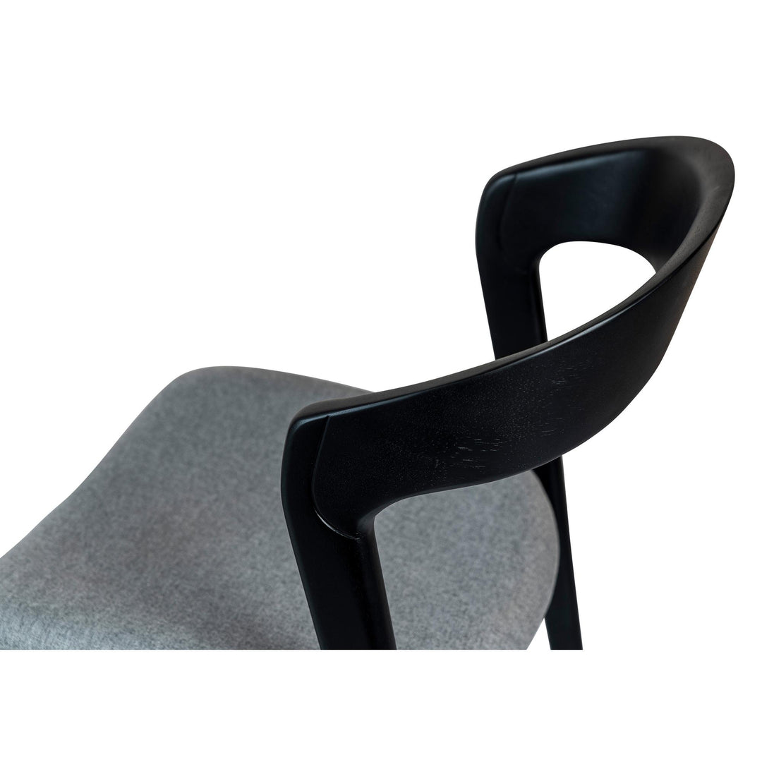 VELMA SOLID TAUARI FRAME SIDE CHAIR - ESSENCE GREY, EBANO - CLOSE VIEW