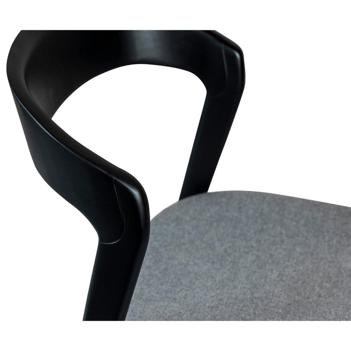 VELMA SOLID TAUARI FRAME SIDE CHAIR - ESSENCE GREY, EBANO - CLOSE VIEW