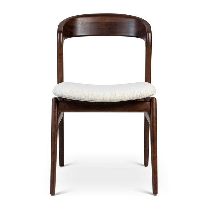 VELMA SOLID TAUARI FRAME SIDE CHAIR - MEDLEY IVORY, NOGAL - FRONT VIEW