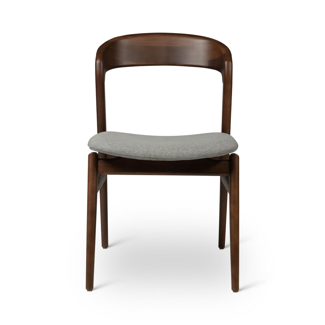 VELMA SOLID TAUARI FRAME SIDE CHAIR - ESSENCE GREY, NOGAL - FRONT VIEW