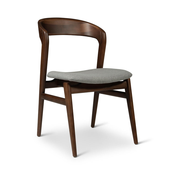 VELMA SOLID TAUARI FRAME SIDE CHAIR - ESSENCE GREY, NOGAL - FRONT VIEW