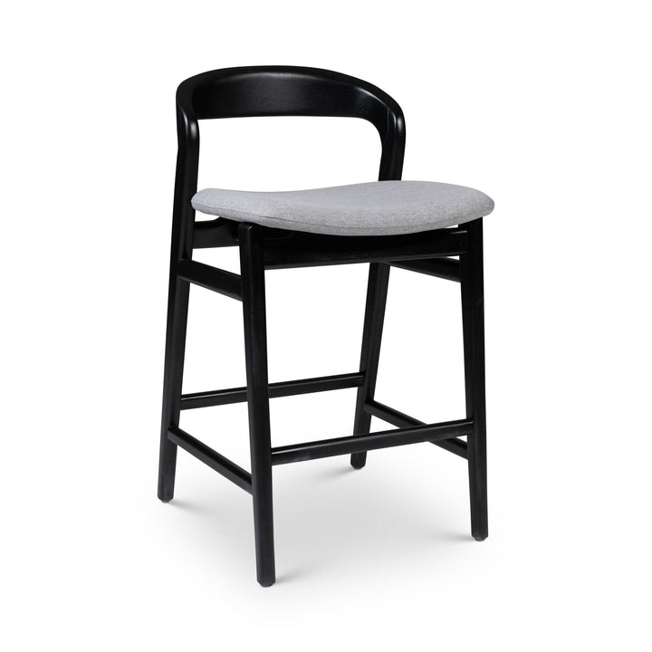 MODERN BRAZILIAN VELMA TAUARI FRAME COUNTER STOOL - ESSENCE GREY, EBANO - FRONT VIEW