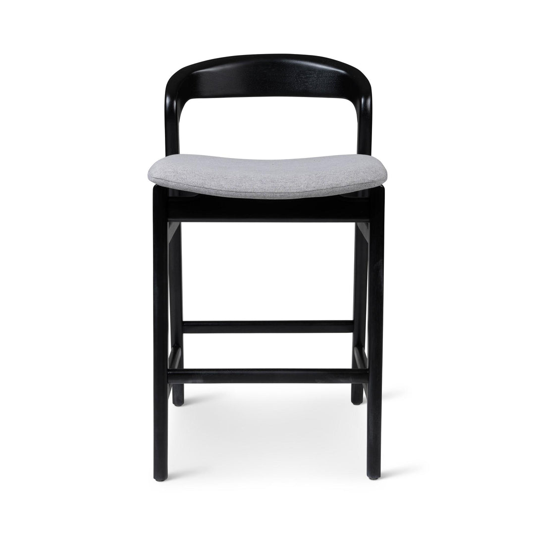 MODERN BRAZILIAN VELMA TAUARI FRAME COUNTER STOOL - ESSENCE GREY, EBANO - FRONT VIEW