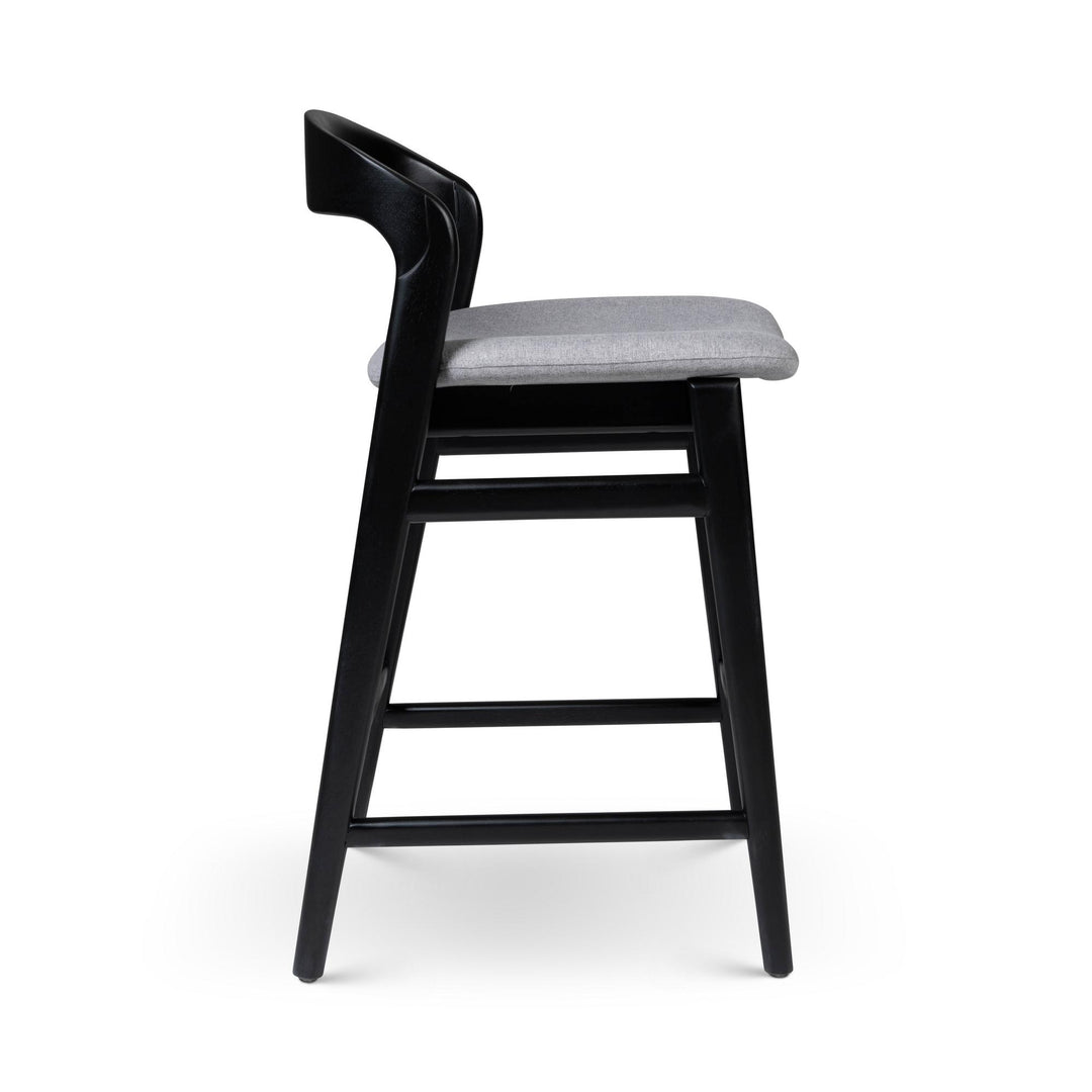 MODERN BRAZILIAN VELMA TAUARI FRAME COUNTER STOOL - ESSENCE GREY, EBANO - SIDE VIEW