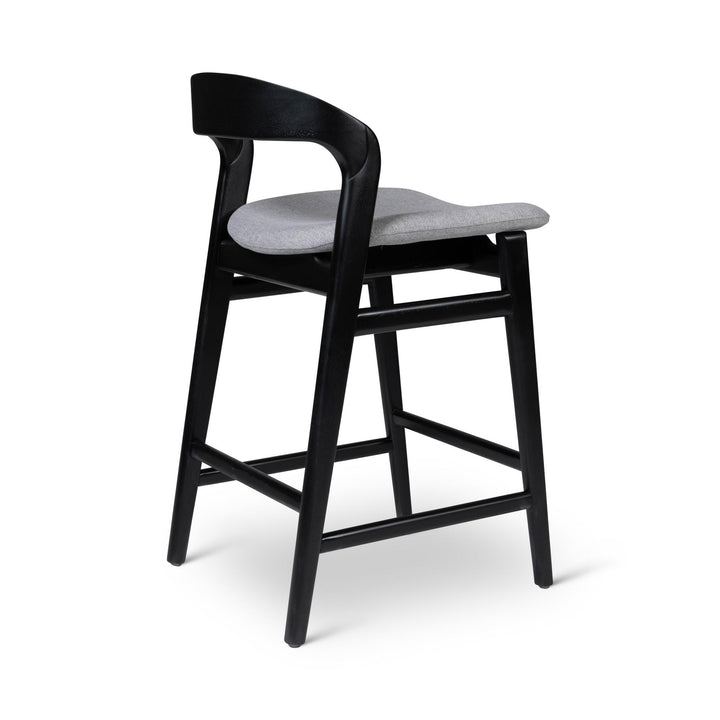 MODERN BRAZILIAN VELMA TAUARI FRAME COUNTER STOOL - ESSENCE GREY, EBANO - BACK VIEW