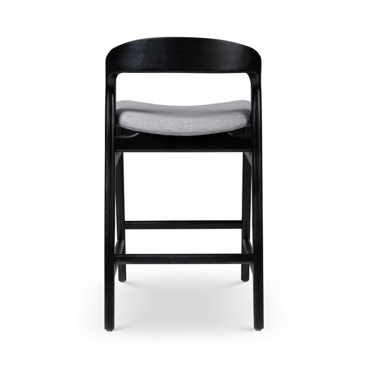 MODERN BRAZILIAN VELMA TAUARI FRAME COUNTER STOOL - ESSENCE GREY, EBANO - BACK VIEW