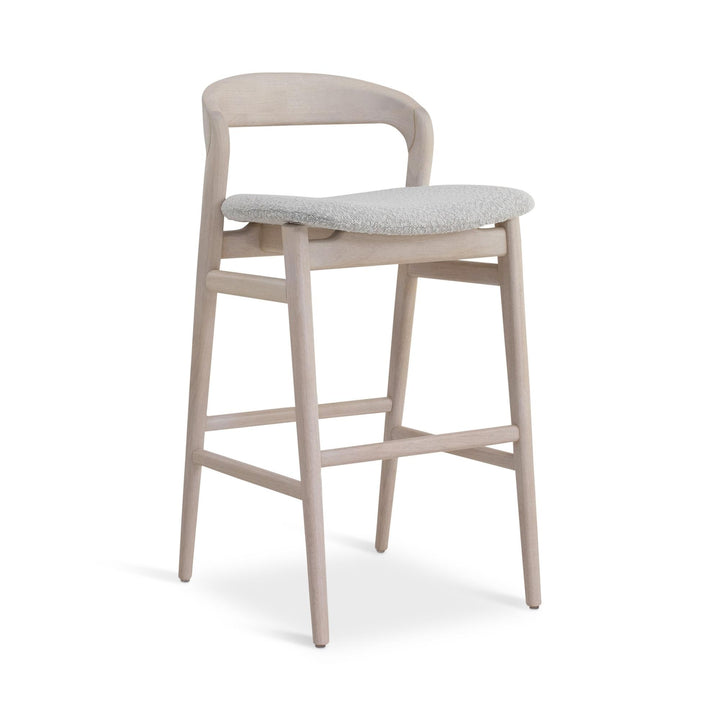 MODERN BRAZILIAN VELMA TAUARI FRAME COUNTER STOOL - CRAFTED GLAZE, NEVOA - FRONT VIEW