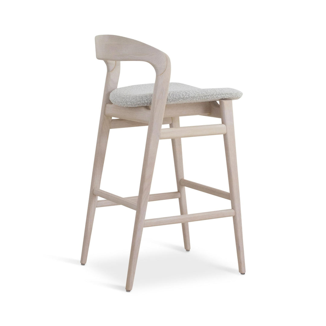 MODERN BRAZILIAN VELMA TAUARI FRAME COUNTER STOOL - CRAFTED GLAZE, NEVOA - SIDE VIEW