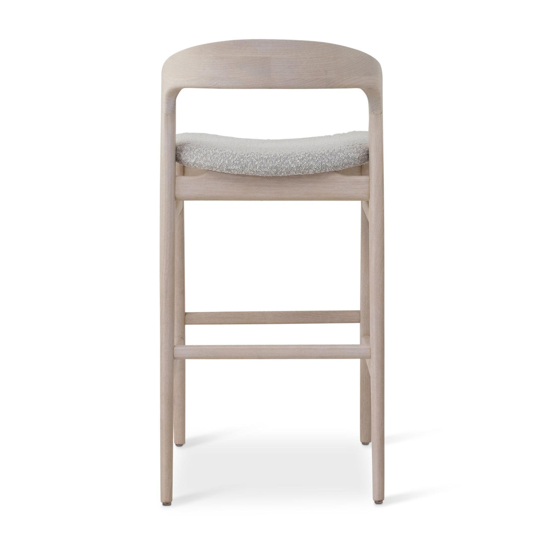 MODERN BRAZILIAN VELMA TAUARI FRAME COUNTER STOOL - CRAFTED GLAZE, NEVOA - BACK VIEW