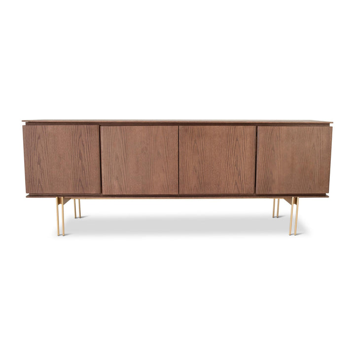 MODERN BRAZILIAN VENEER WOOD MARROCOS BUFFET - NEVOA OURO - FRONT VIEW