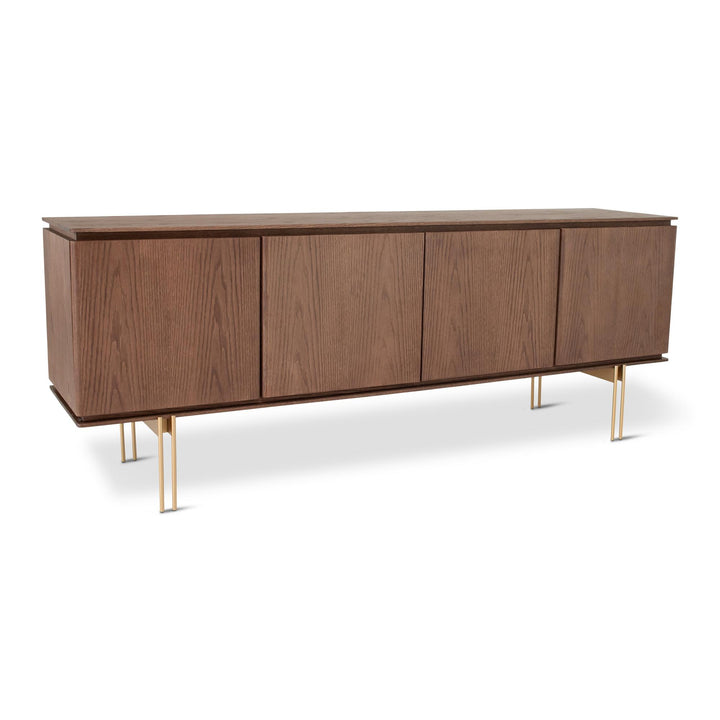 MODERN BRAZILIAN VENEER WOOD MARROCOS BUFFET - NEVOA OURO - FRONT VIEW