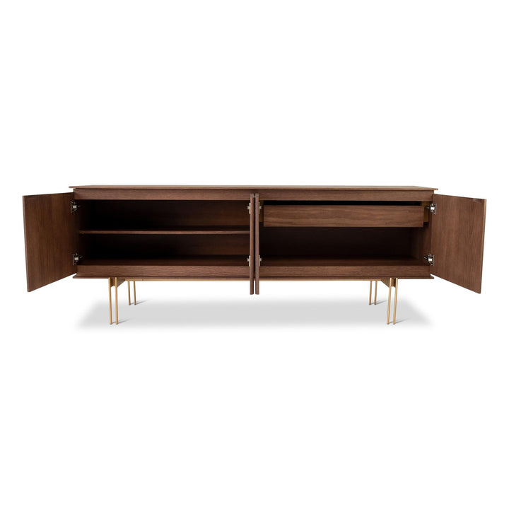 MODERN BRAZILIAN VENEER WOOD MARROCOS BUFFET - NEVOA OURO - FRONT VIEW