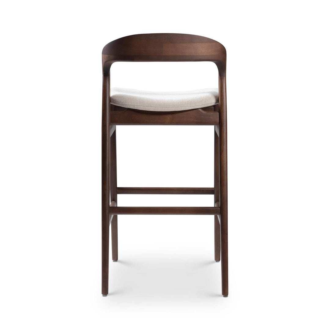 MODERN BRAZILIAN VELMA TAUARI WOOD BAR STOOL - ESSENCE GREY, EBANO - BACK VIEW