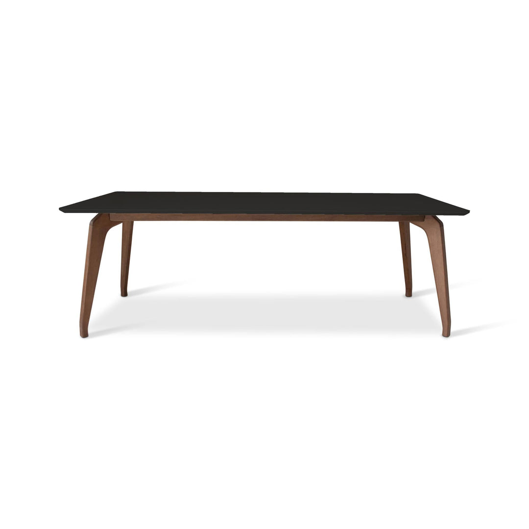 MODERN BRAZILIAN SOLID TAUARI WOOD GIANE DINING TABLE - BLACK NOGAL - FRONT VIEW