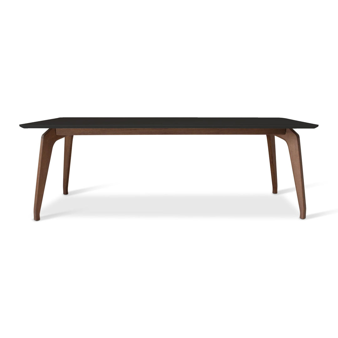 MODERN BRAZILIAN SOLID TAUARI WOOD GIANE DINING TABLE - BLACK NOGAL - FRONT VIEW