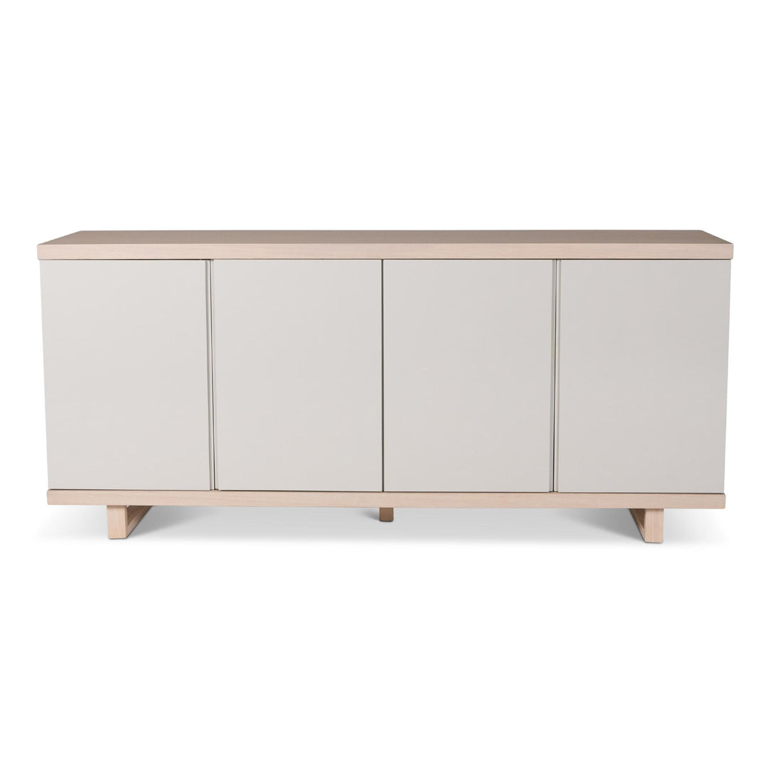 MODERN BRAZILIAN HIGH GLOSS LACQUER COPANY BUFFET - OFF WHITE, NEVOA - FRONT VIEW