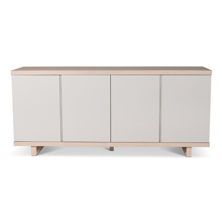 MODERN BRAZILIAN HIGH GLOSS LACQUER COPANY BUFFET - OFF WHITE, NEVOA - FRONT VIEW