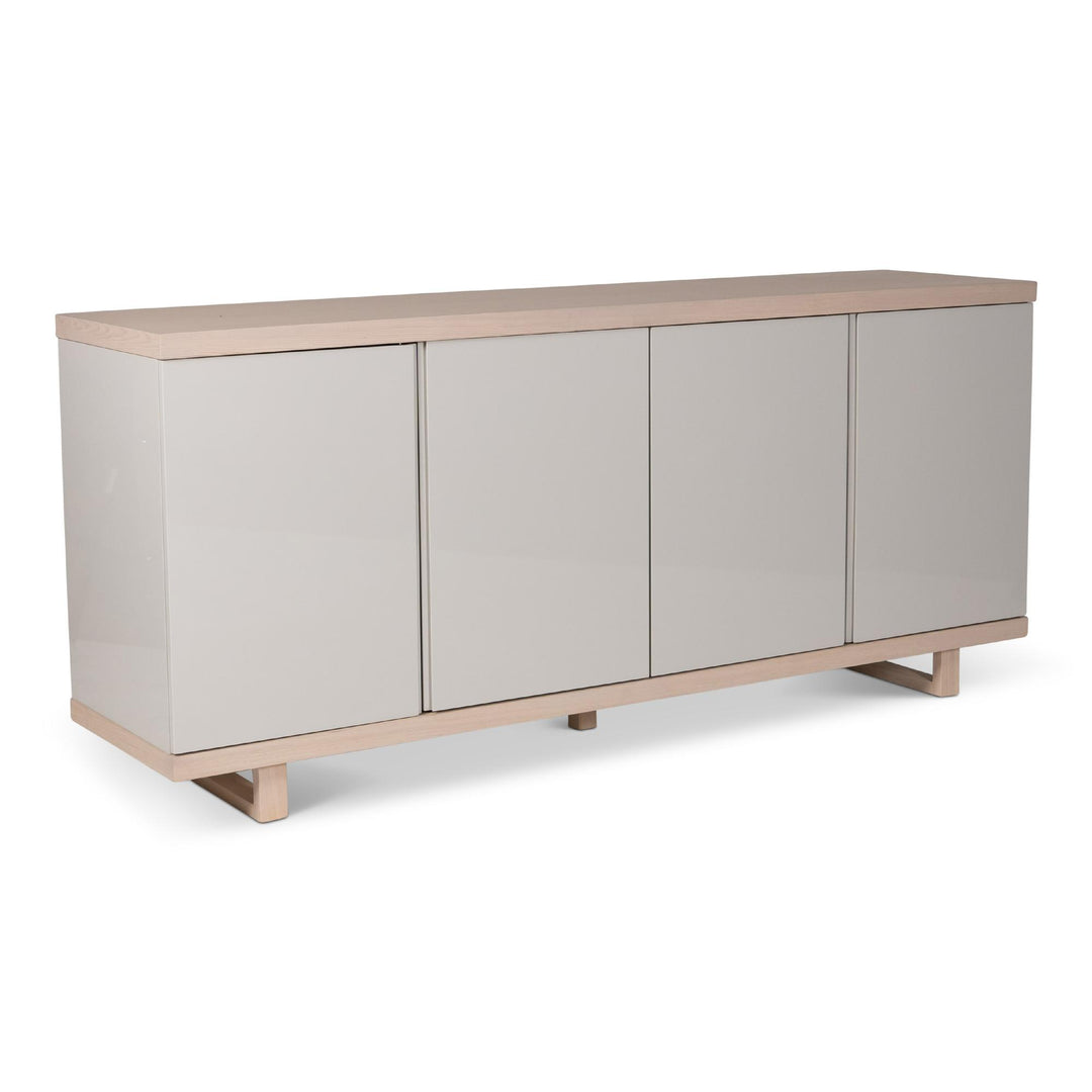 MODERN BRAZILIAN HIGH GLOSS LACQUER COPANY BUFFET - OFF WHITE, NEVOA - FRONT VIEW