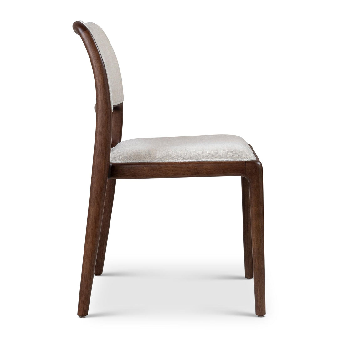 CHLOE CHENILLE FABRIC SIDE CHAIR - FONTANA NATURAL, NOGAL - SIDE VIEW