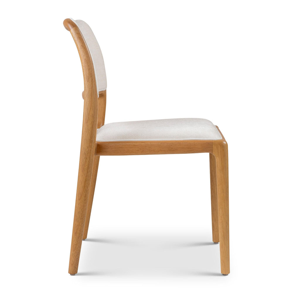 CHLOE CHENILLE FABRIC SIDE CHAIR - FONTANA NATURAL, DAMASCO - SIDE VIEW