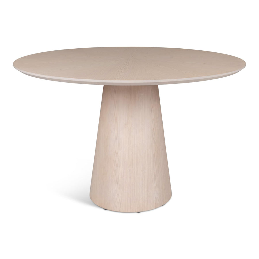 MODERN BRAZILIAN MONA WOODEN TOP ROUND DINING TABLE - NEVOA - FRONT VIEW