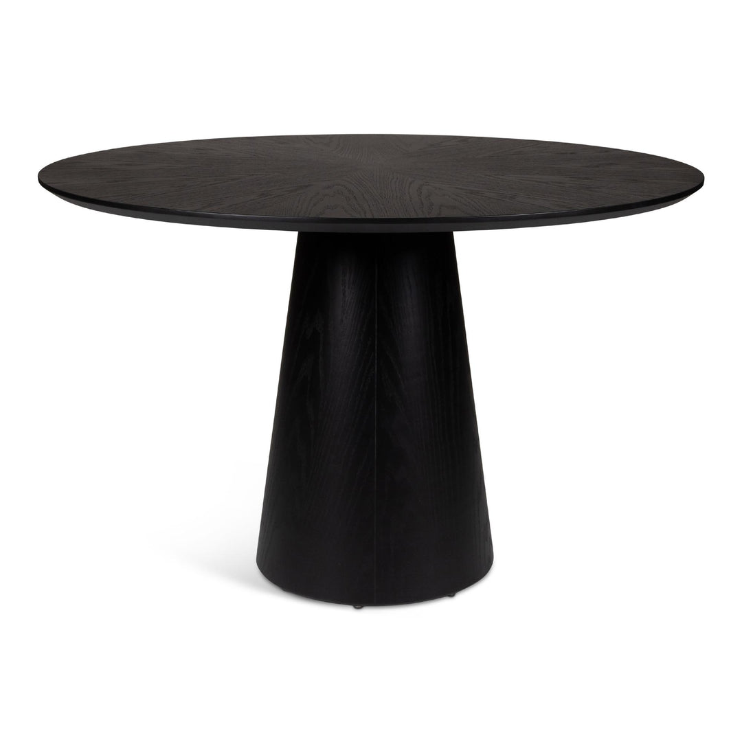 MODERN BRAZILIAN MONA WOODEN TOP ROUND DINING TABLE - EBANO - FRONT VIEW