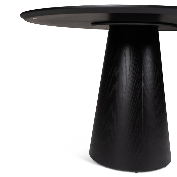 MODERN BRAZILIAN MONA WOODEN TOP ROUND DINING TABLE - EBANO - BASE VIEW