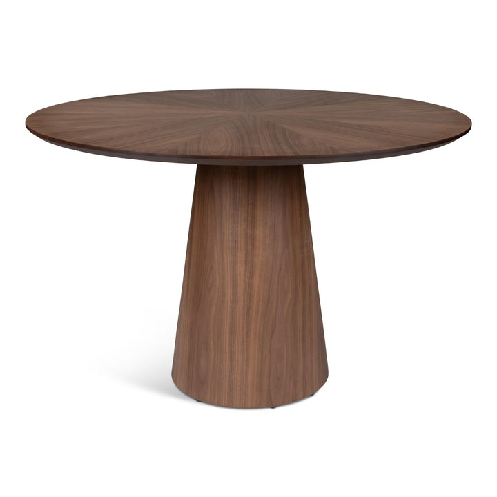 MODERN BRAZILIAN MONA WOODEN TOP ROUND DINING TABLE - NOGUEIRA - FRONT VIEW