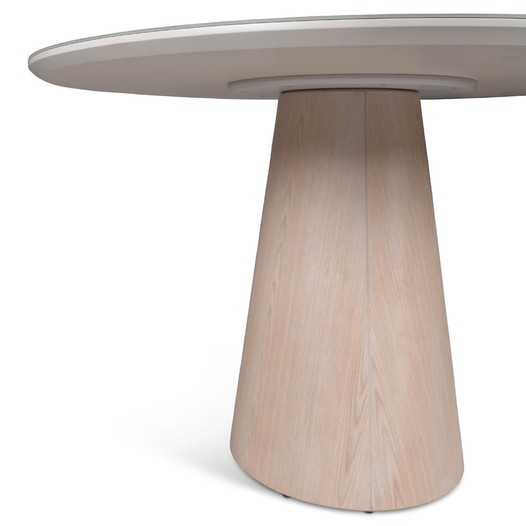 MODERN BRAZILIAN MONA GLASS TOP ROUND DINING TABLE