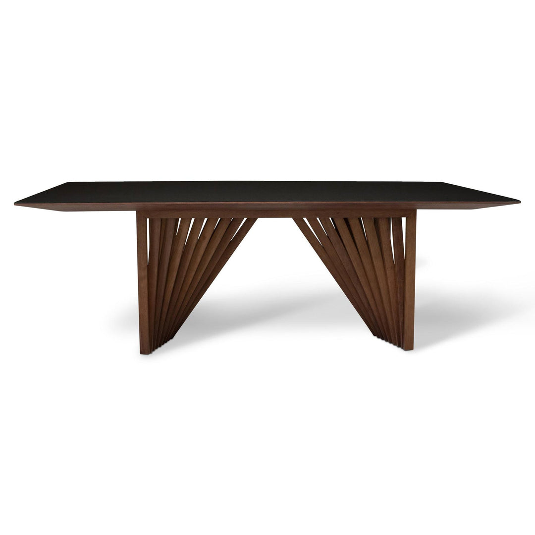 MODERN BRAZILIAN LAGUNA GLASS TOP RECTANGULAR DINING TABLE