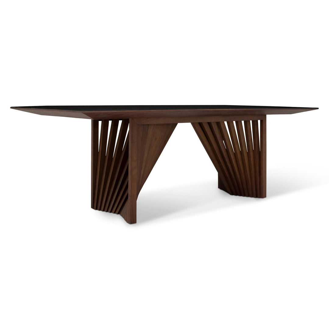 MODERN BRAZILIAN LAGUNA GLASS TOP RECTANGULAR DINING TABLE