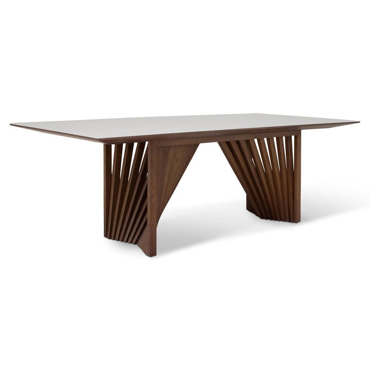 MODERN BRAZILIAN LAGUNA GLASS TOP RECTANGULAR DINING TABLE