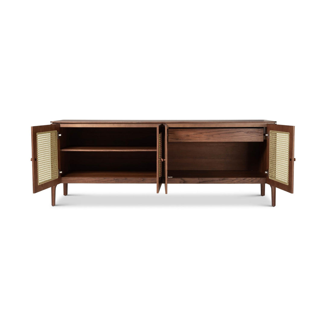 MODERN BRAZILIAN OAK VENEER MISSIONE CANE BUFFET