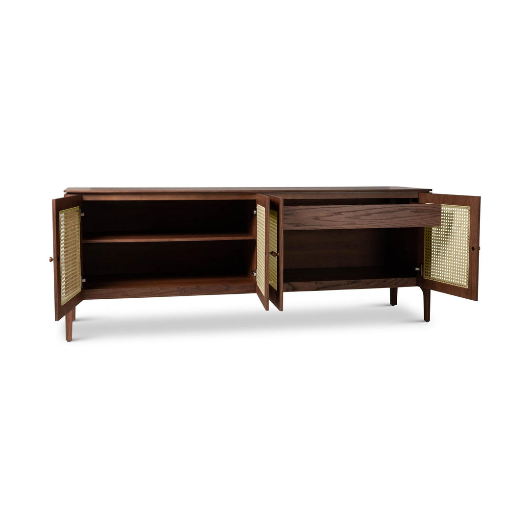 MODERN BRAZILIAN OAK VENEER MISSIONE CANE BUFFET