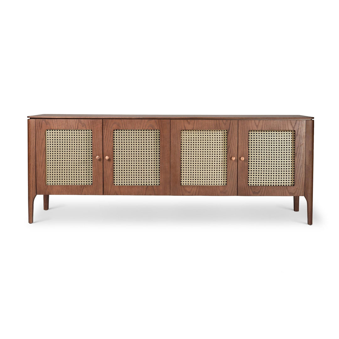 MODERN BRAZILIAN OAK VENEER MISSIONE CANE BUFFET