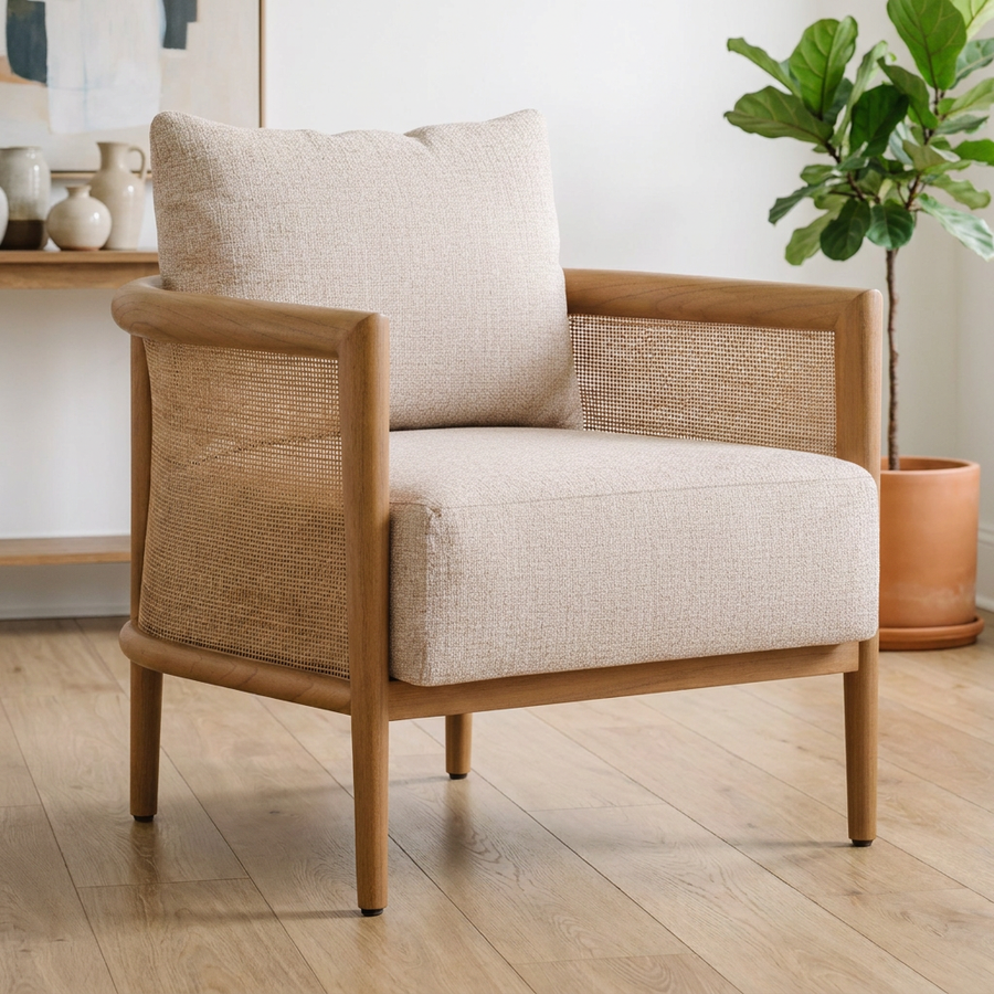 ODETTE CANE PANELED ACCENT CHAIR