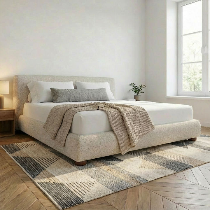 BEAU UPHOLSTERED STORAGE BED: SPECKLED LIGHT GREY