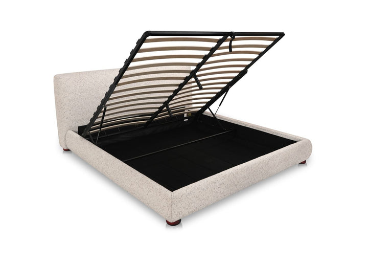 BEAU UPHOLSTERED STORAGE BED: SPECKLED LIGHT GREY