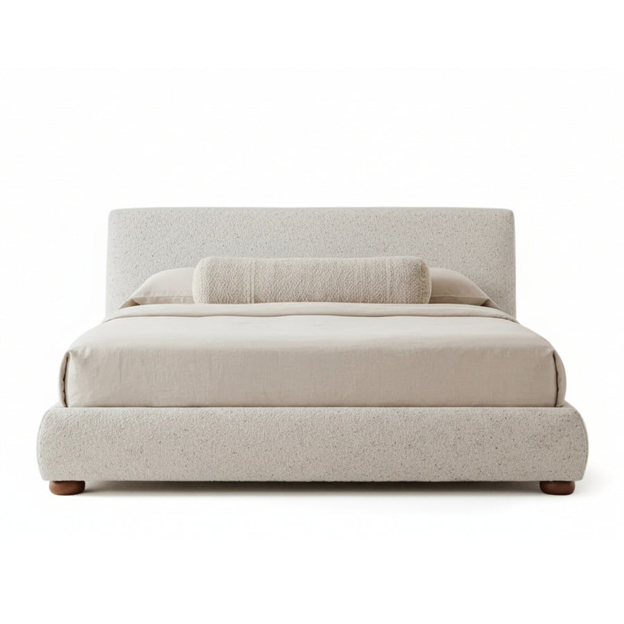 BEAU UPHOLSTERED STORAGE BED: SPECKLED LIGHT GREY