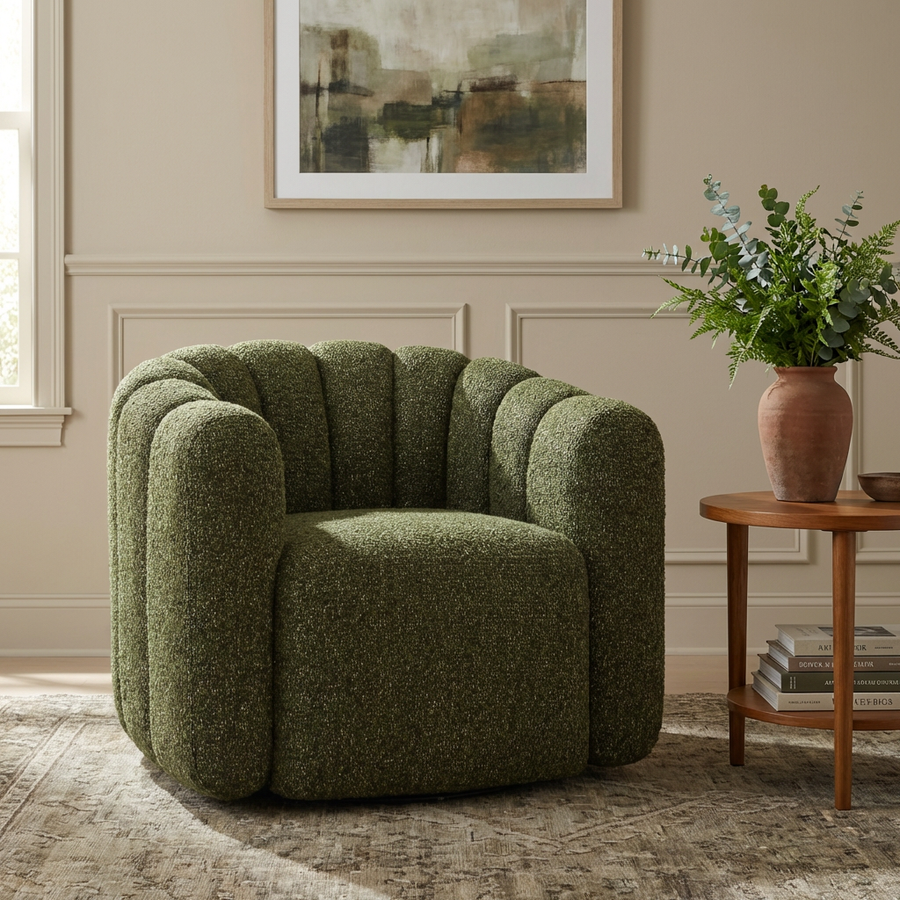 LENOIR MOSS BOUCLE SWIVEL CHAIR