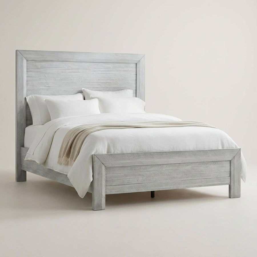 CANDACE RUSTIC GREY WASH PANEL BED