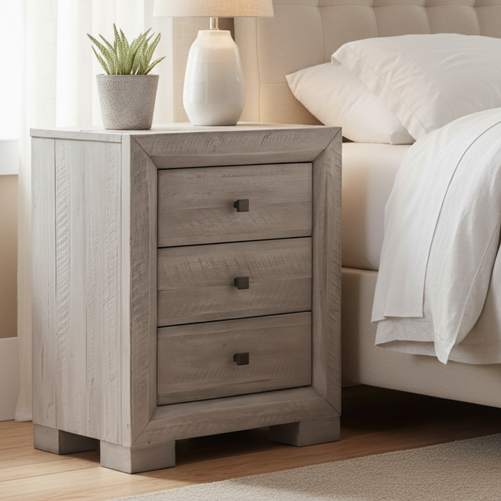 CANDACE RUSTIC GREY WASH NIGHTSTAND