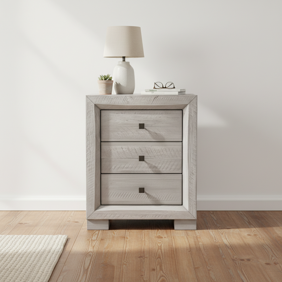 CANDACE RUSTIC GREY WASH NIGHTSTAND