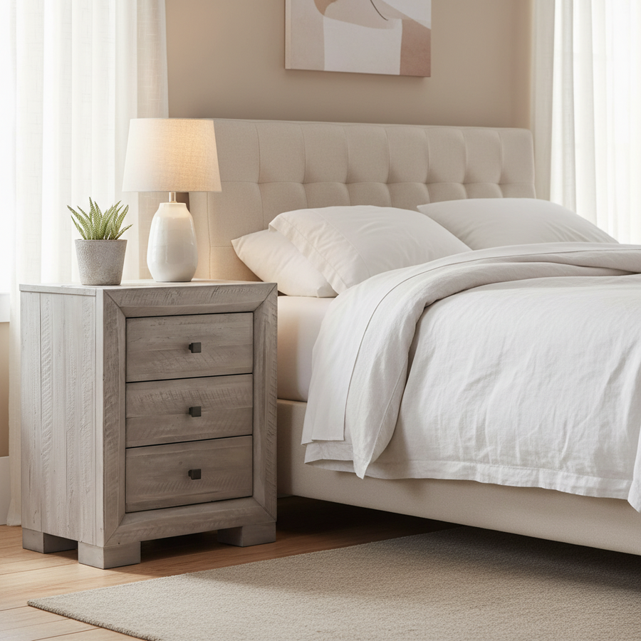 CANDACE RUSTIC GREY WASH NIGHTSTAND