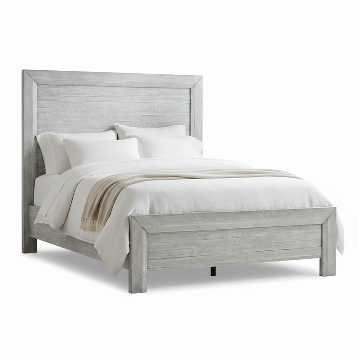 CANDACE RUSTIC GREY WASH PANEL BED