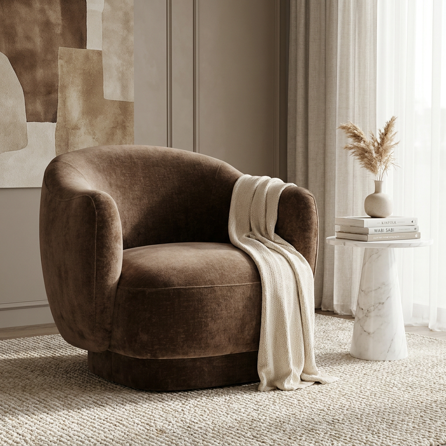 CARVEY VINTAGE VELVET ARMCHAIR