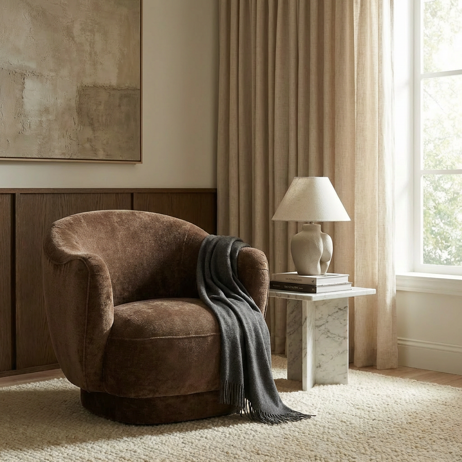 CARVEY VINTAGE VELVET ARMCHAIR