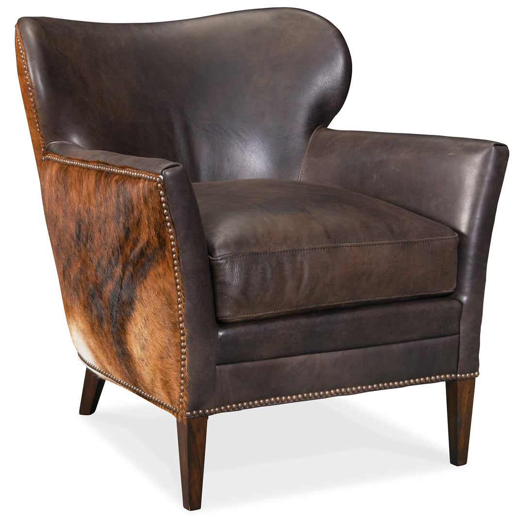 KATO LEATHER CLUB CHAIR WITH DARK HAIR - Brown - Main View