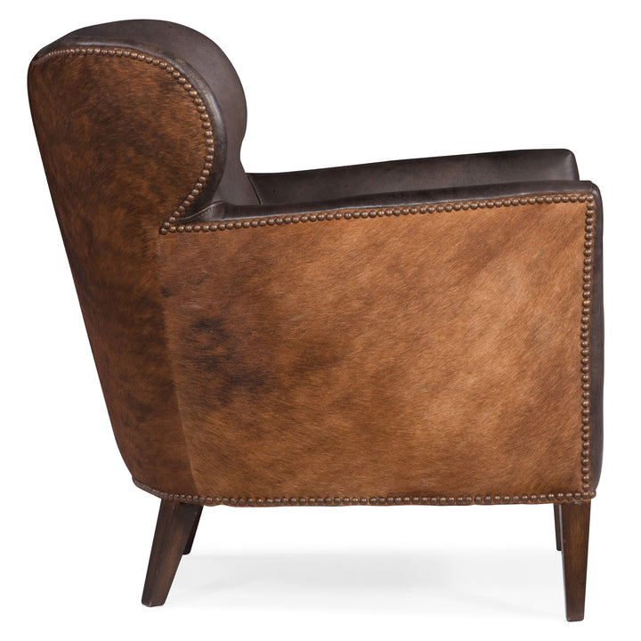 KATO LEATHER CLUB CHAIR WITH DARK HAIR - Brown - Side View