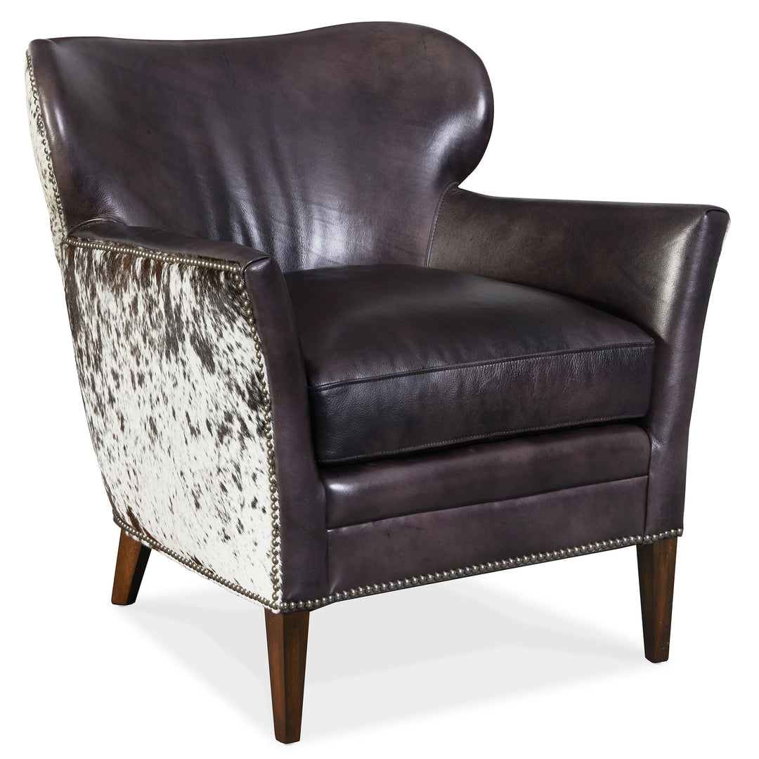 KATO LEATHER CLUB CHAIR WITH DARK HAIR - Black - Main View